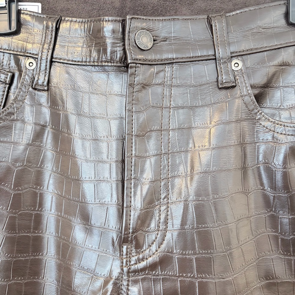 GAP Croc Embossed Edgy Chic Faux Leather Pants High Rise Cheeky Straight 31 - Picture 4 of 13